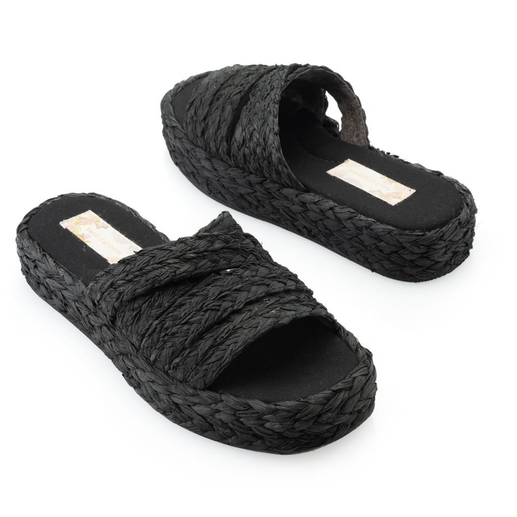 raffia slide sandals