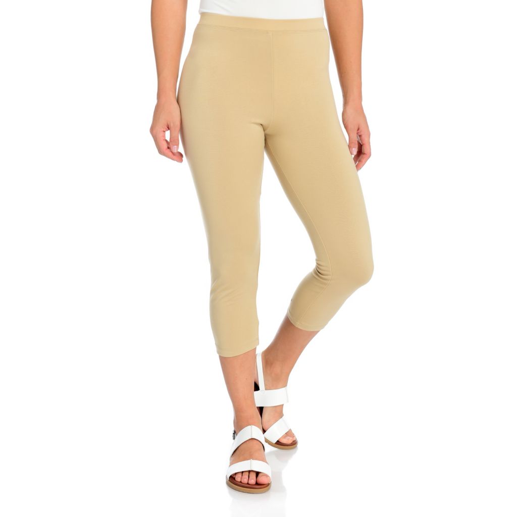 One World, Solid Knit, Elastic Waist, Capri-Length, Leggings on sale at   - 742-556