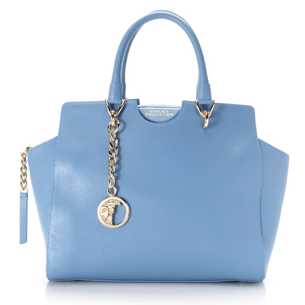 Versace pebbled best sale leather satchel