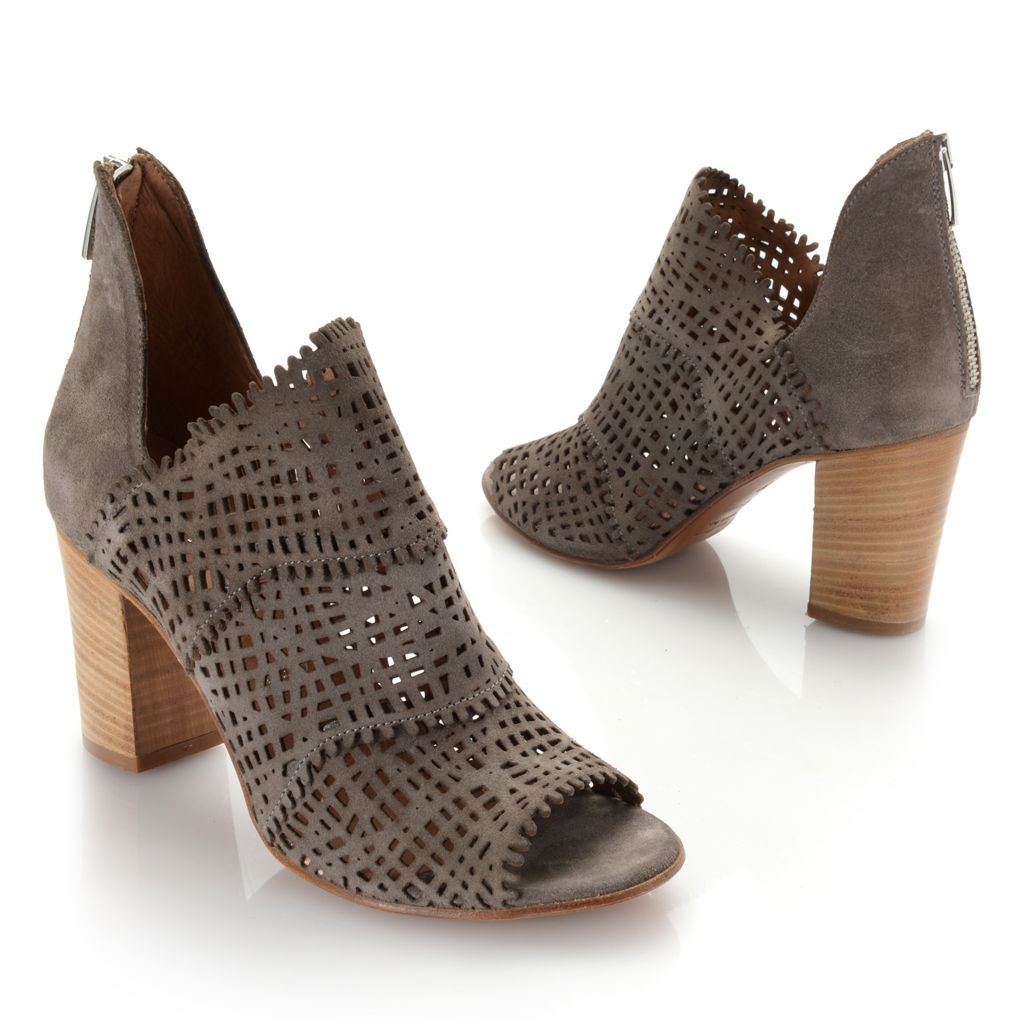 leather peep toe booties