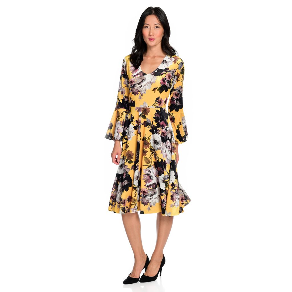 bell sleeve flare dress