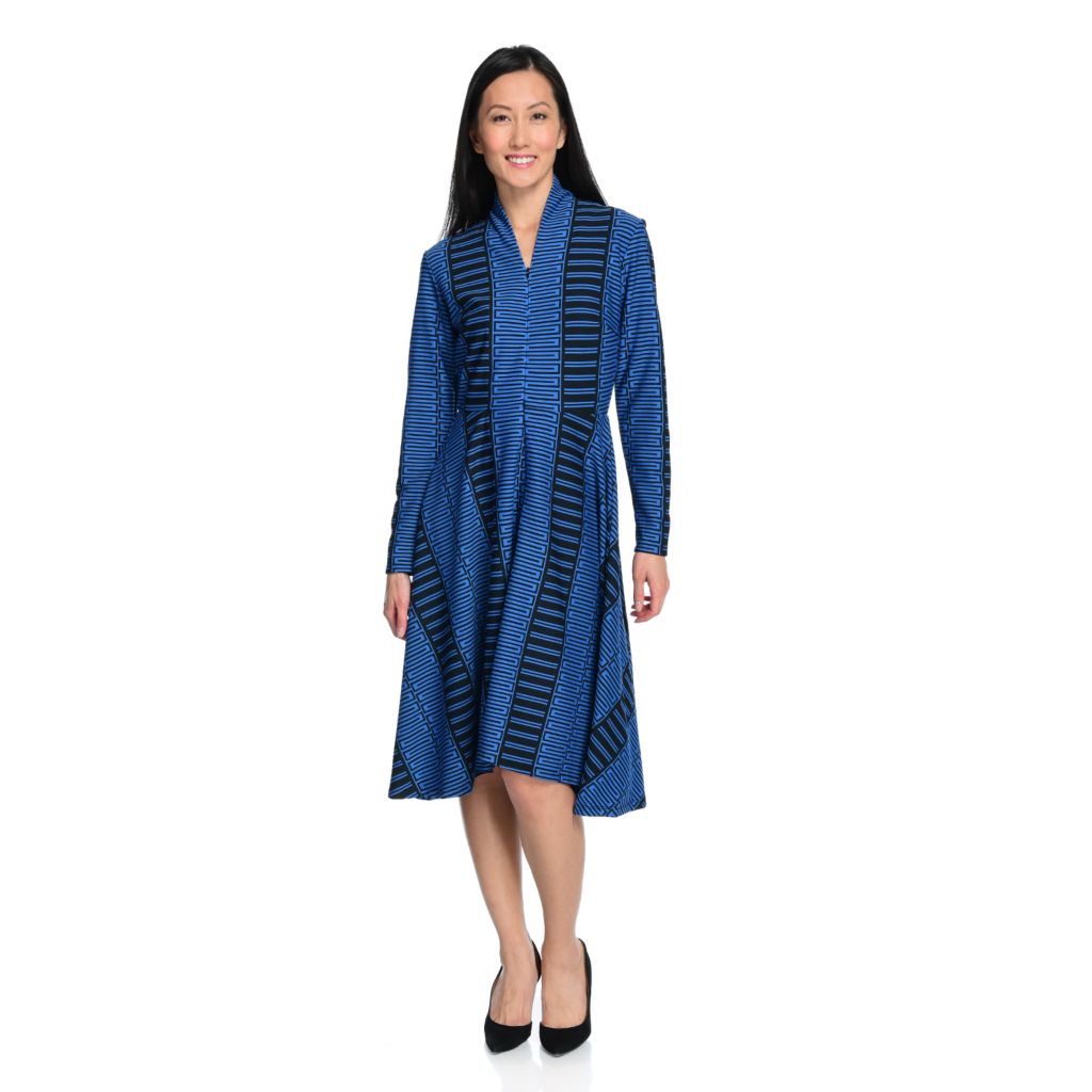 long sleeve patterned dress