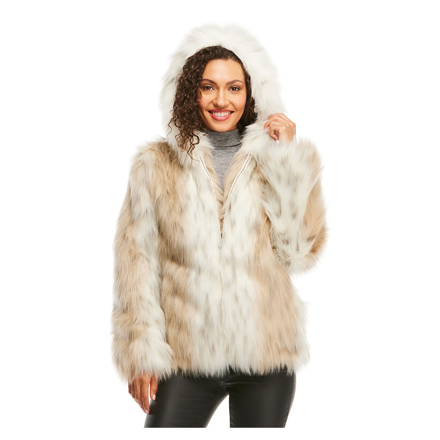 Shophq Donna Salyers Fabulous Furs Faux Fur 2 Pocket Zip Front Hooded Parka Tvshoppingqueens 