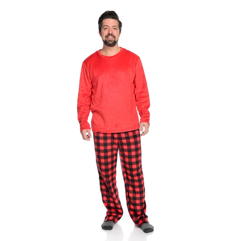 Polar Fleece Pajama Pants Set for Men Sleepwear PJs