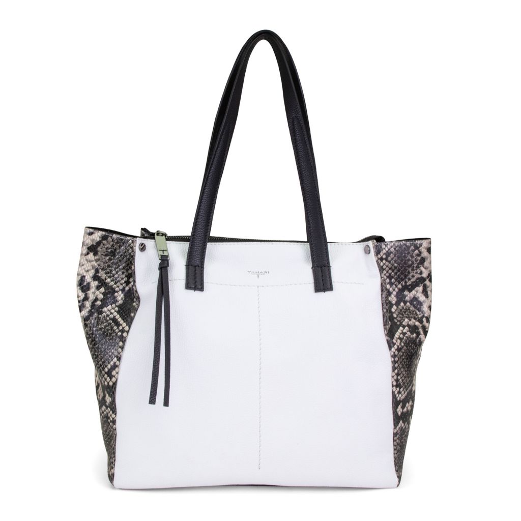 black tote handbag with zip