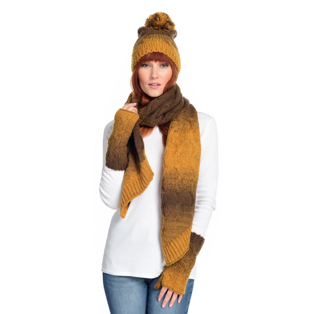 Laundry by Design Knit Scarf, Beanie & Fingerless Gloves Set w/ Gift Box -  ShopHQ.com