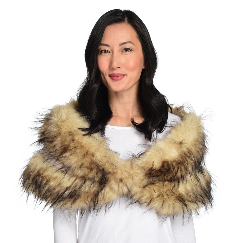 Laundry by Design Long Tipped Faux Fur Satin Lined Stole - ShopHQ.com