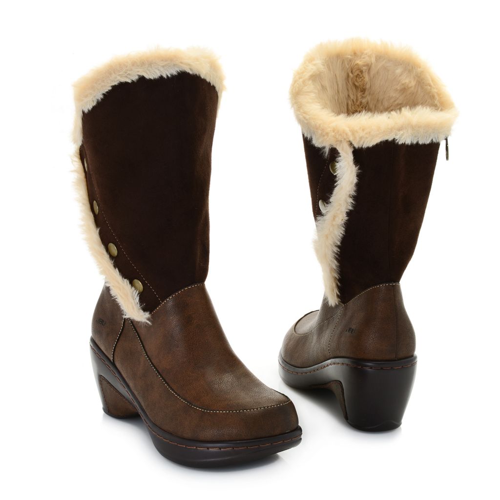 fur lined wedge boots