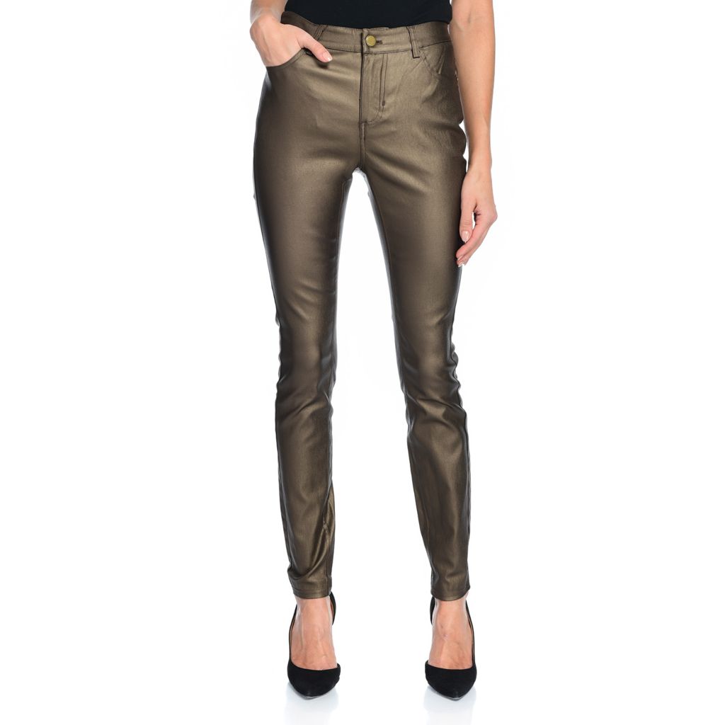 gold faux leather pants