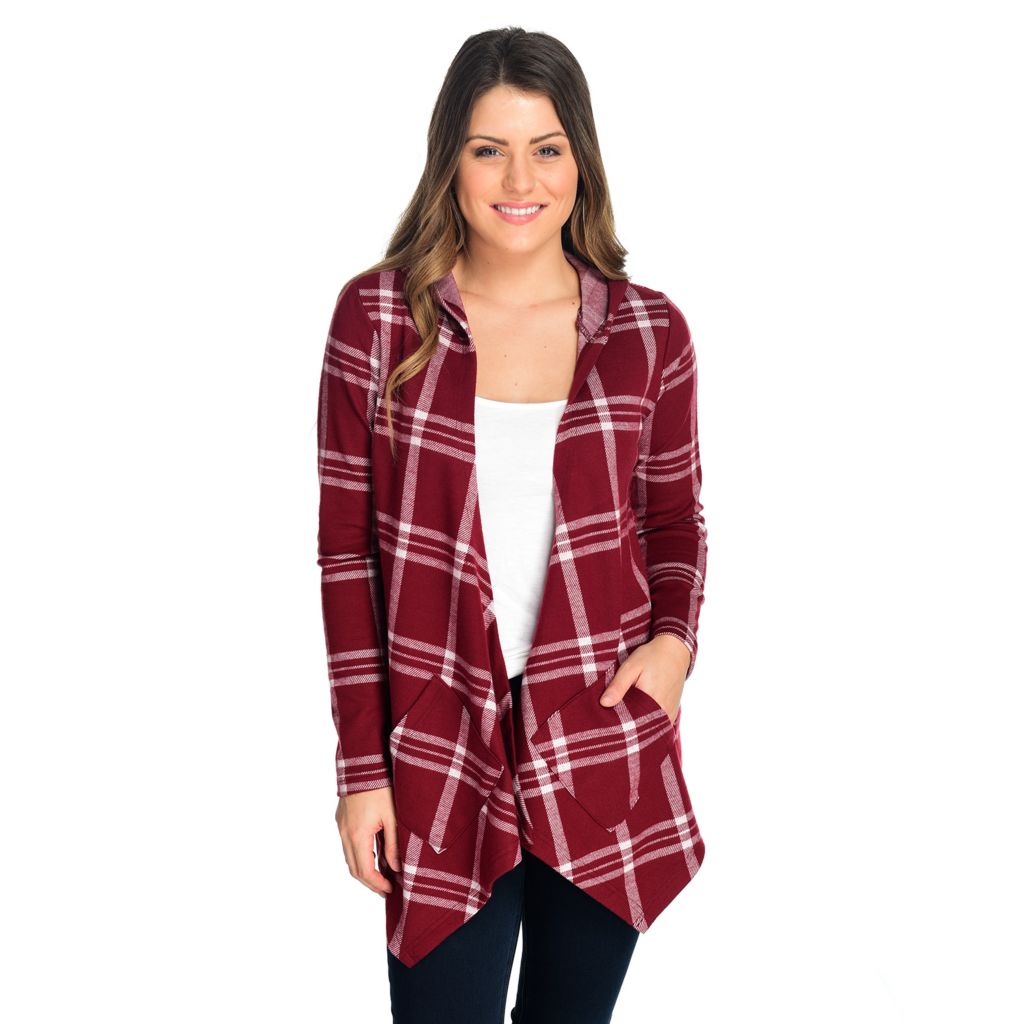 plaid hooded cardigans