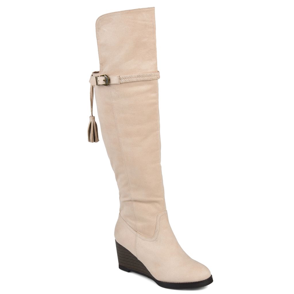 tan suede wide calf boots