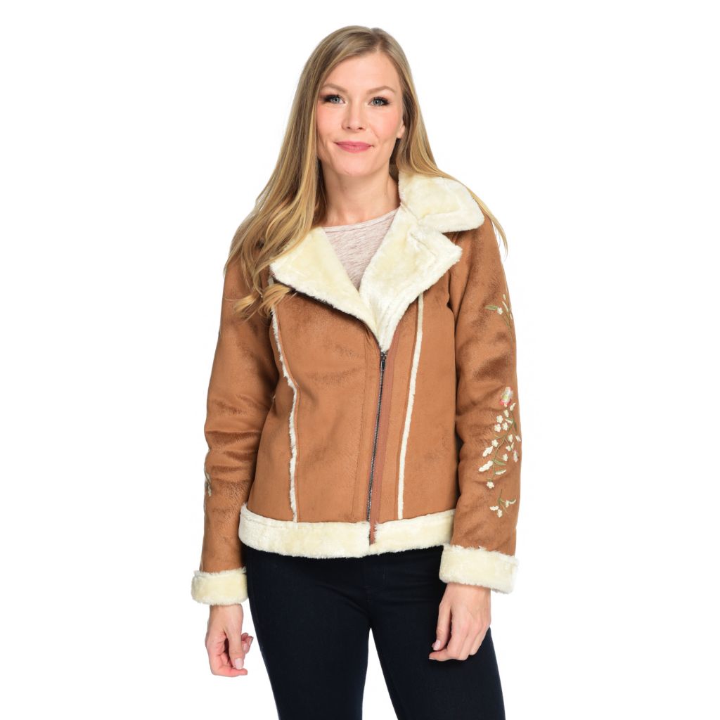 Faux fur lined moto jacket best sale