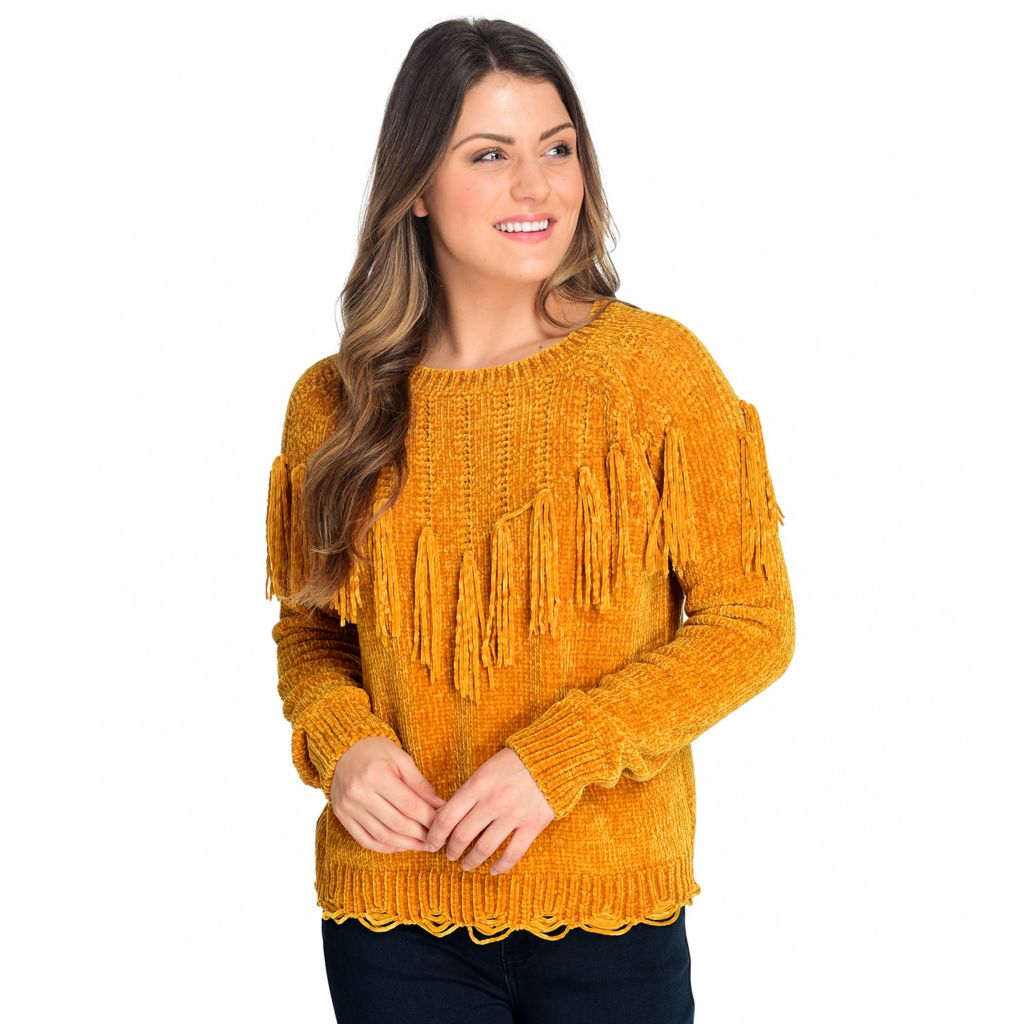 distressed chenille sweater