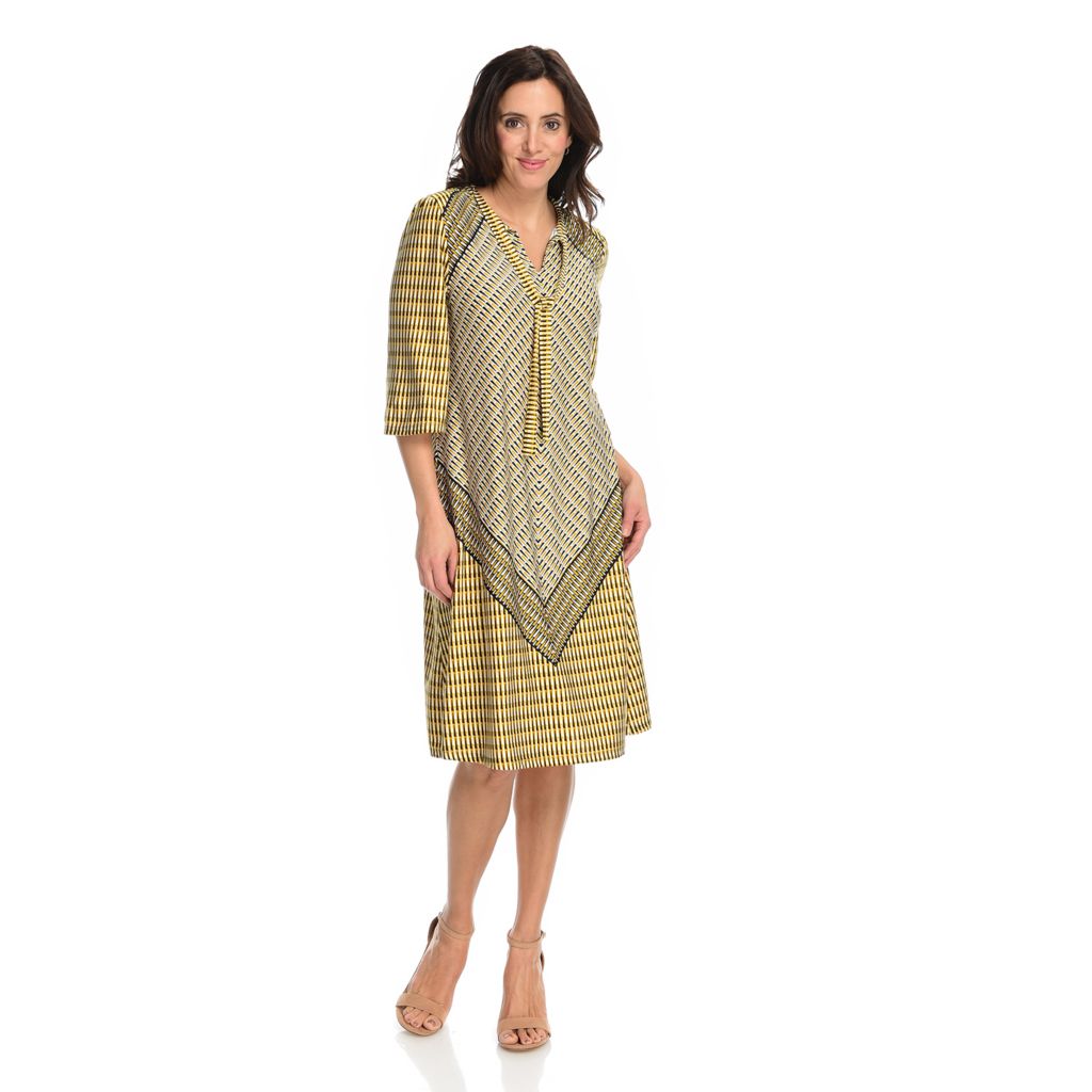 tie neck shift dress