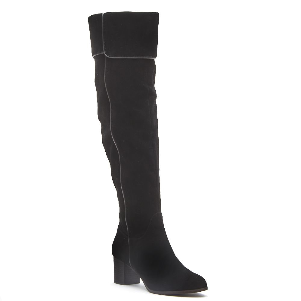 leather over the knee heeled boots