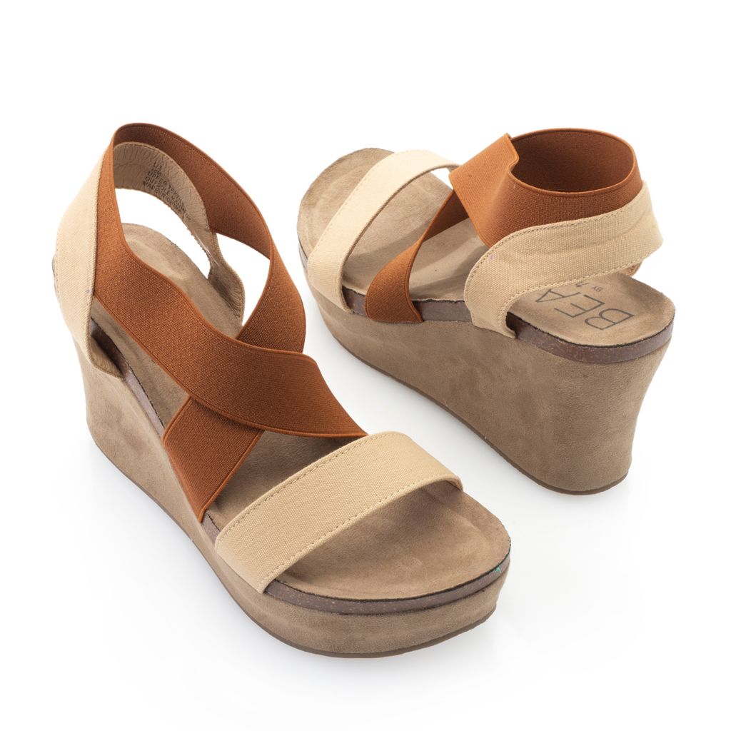 elastic strap wedge sandals