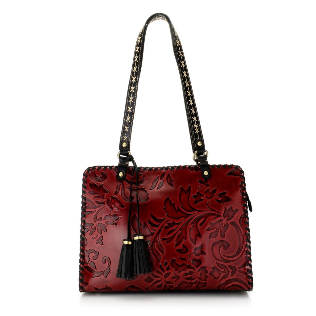 embossed leather tote m