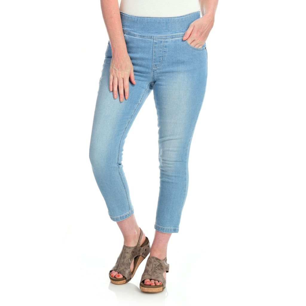 pull on denim crop pants