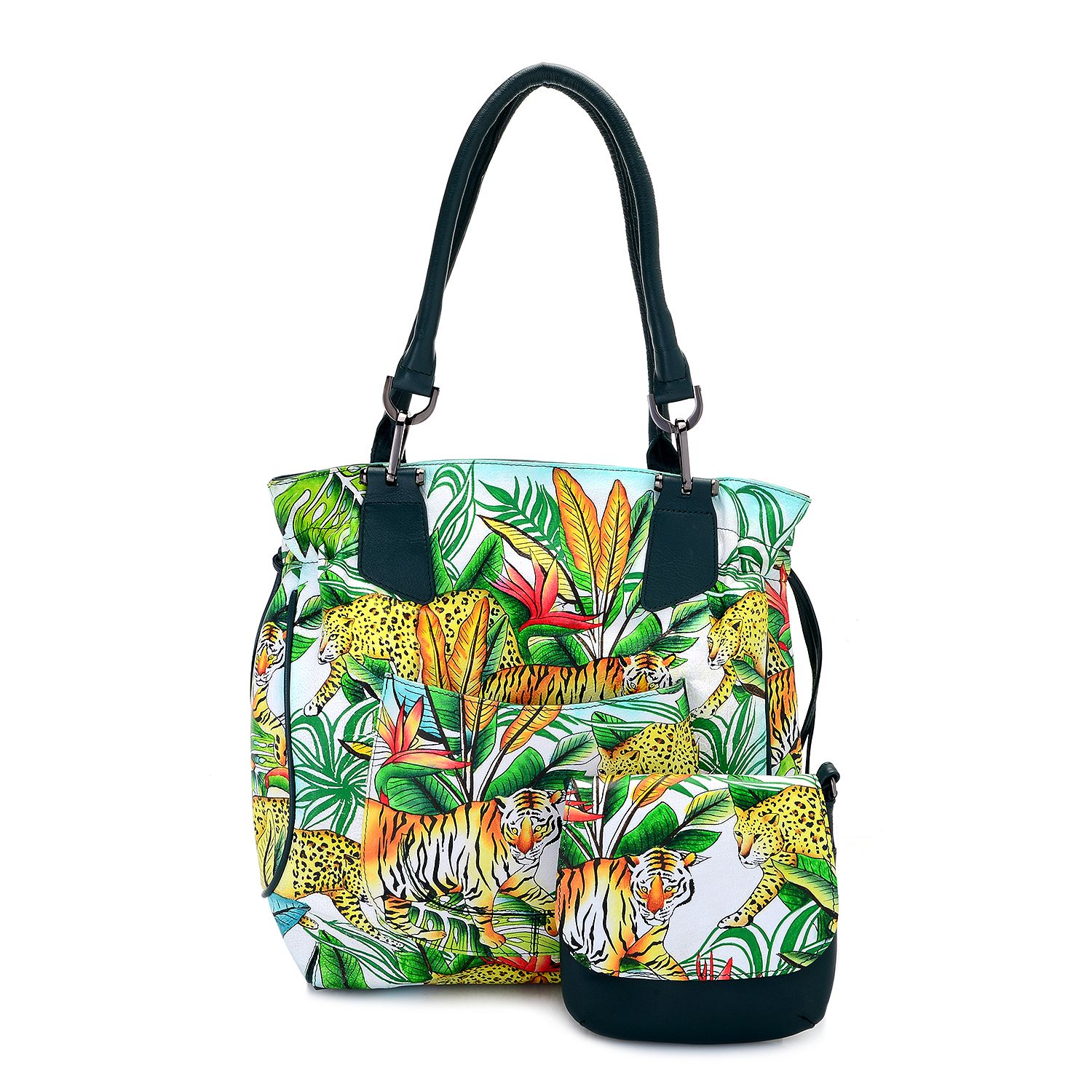 Sharif HandPainted Leather Tote Bag w/ Crossbody Set