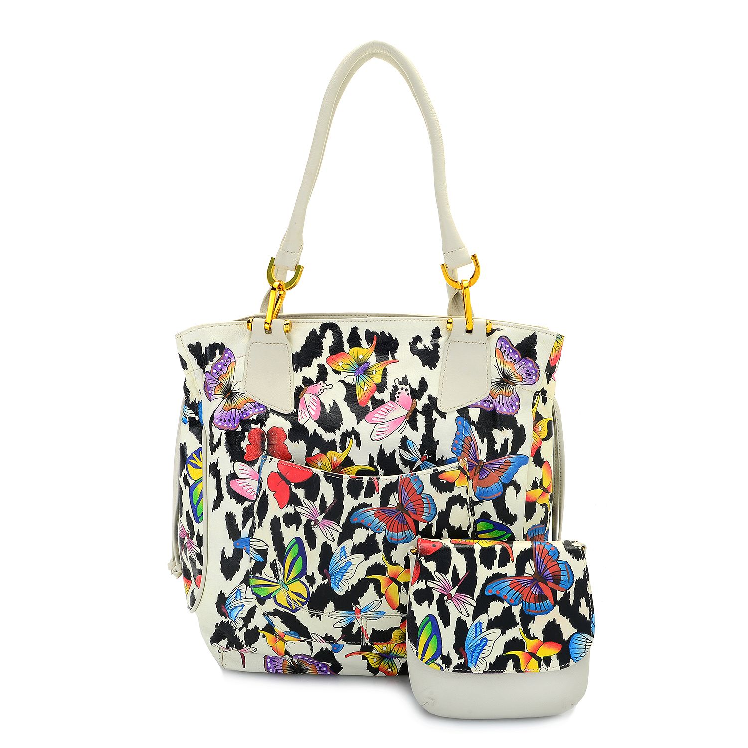 Sharif HandPainted Leather Tote Bag w/ Crossbody Set