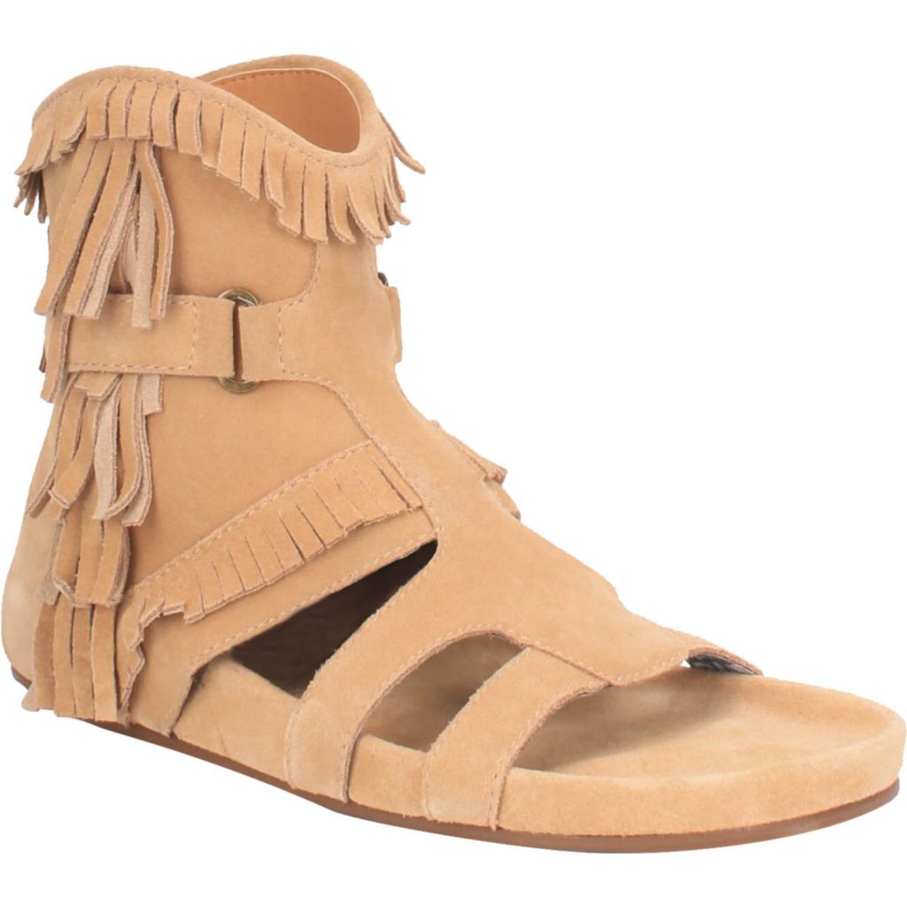 sandals with fringe around ankle