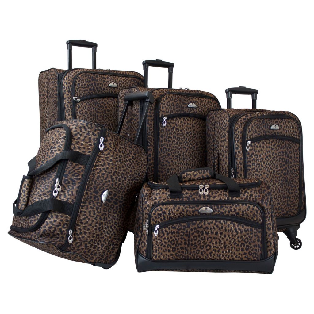 leopard print luggage set