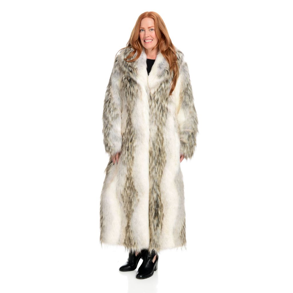 jigsaw shawl collar faux fur coat