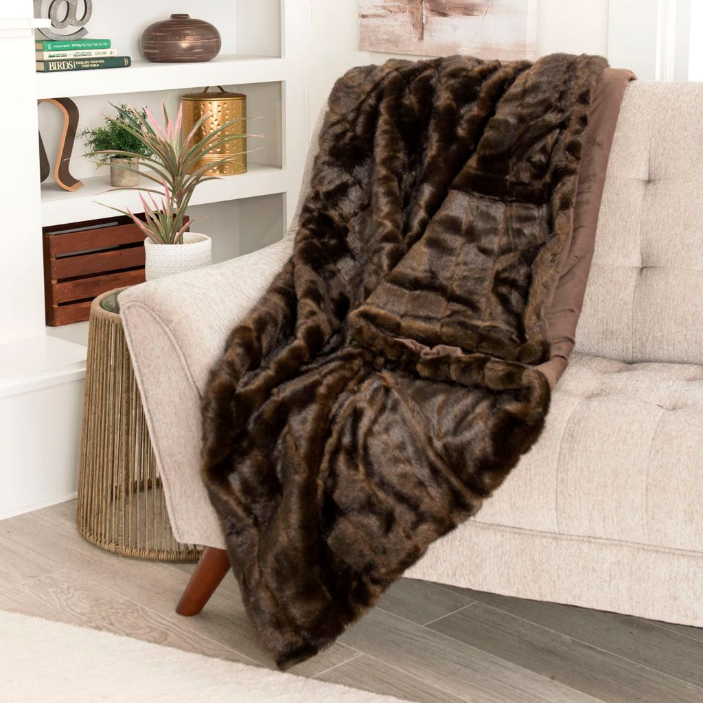 Donna Salyers' Fabulous-Furs Signature Faux Fur & Velvet 72 x 60 Throw  Blanket 
