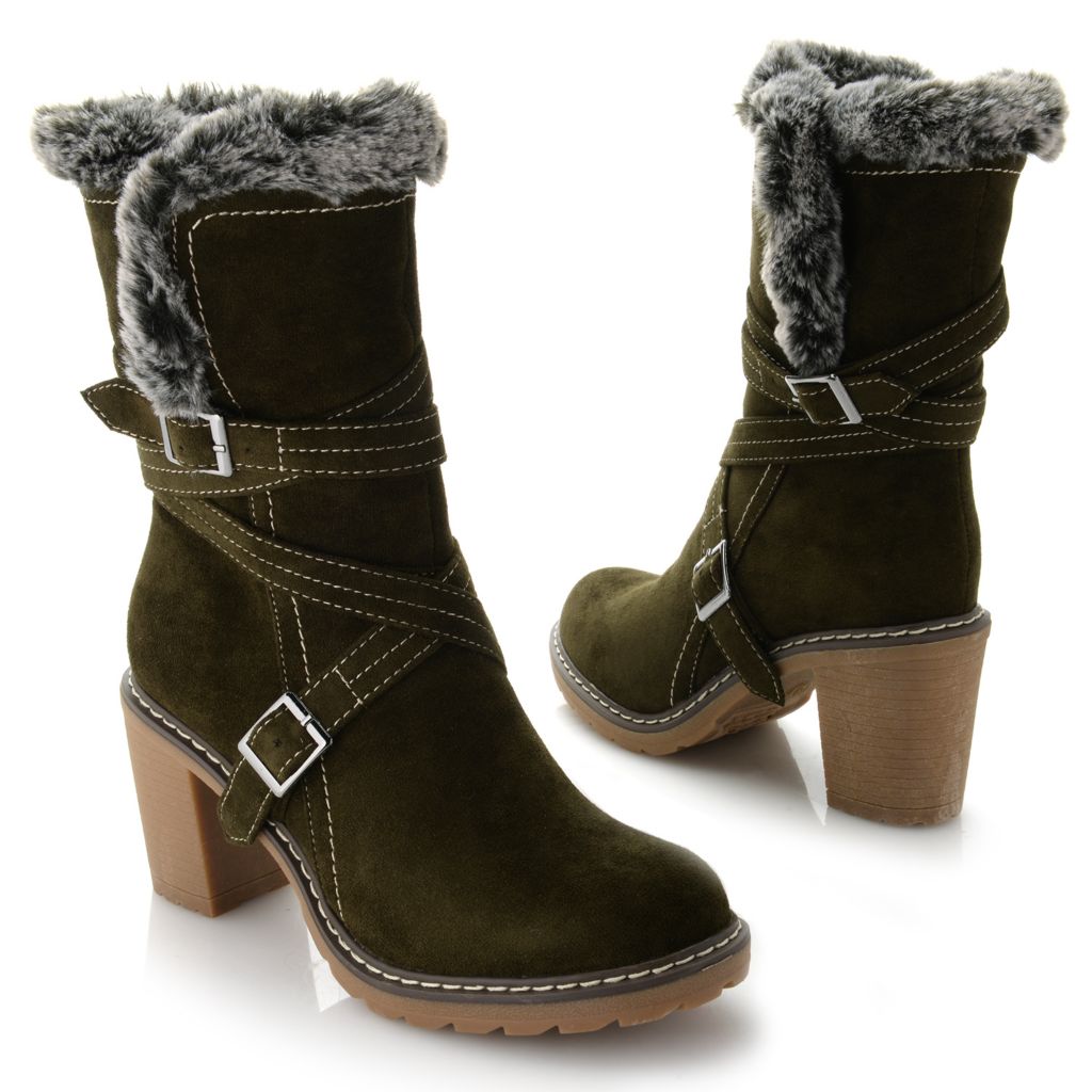 faux suede heeled boots