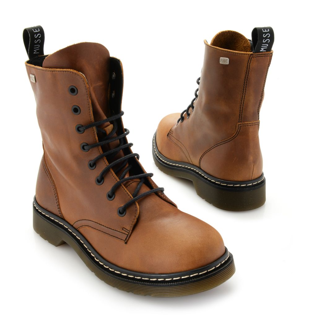 leather ankle combat boots
