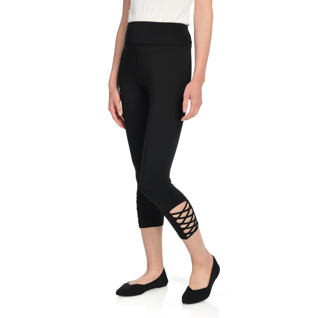 Kate & Mallory® Stretch Knit Capri-Length Crisscross Detail Pull-on Leggings  