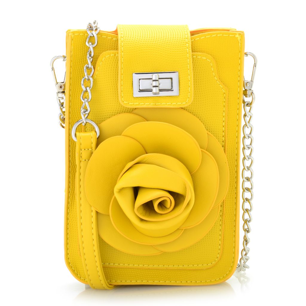 Kate Mallory Faux Leather 3d Flower Cell Phone Carrier Bag Shophq Com