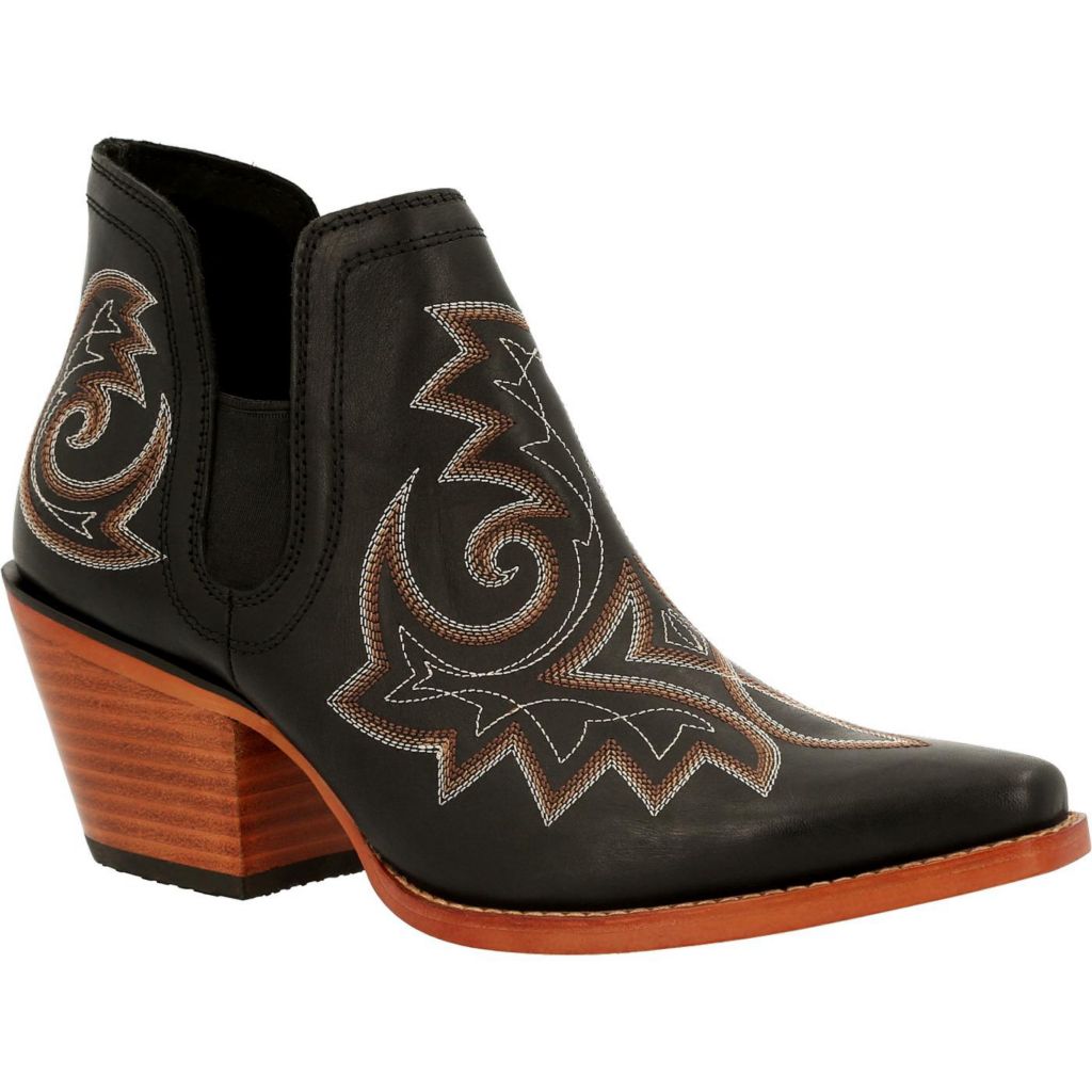 black leather western ankle boots