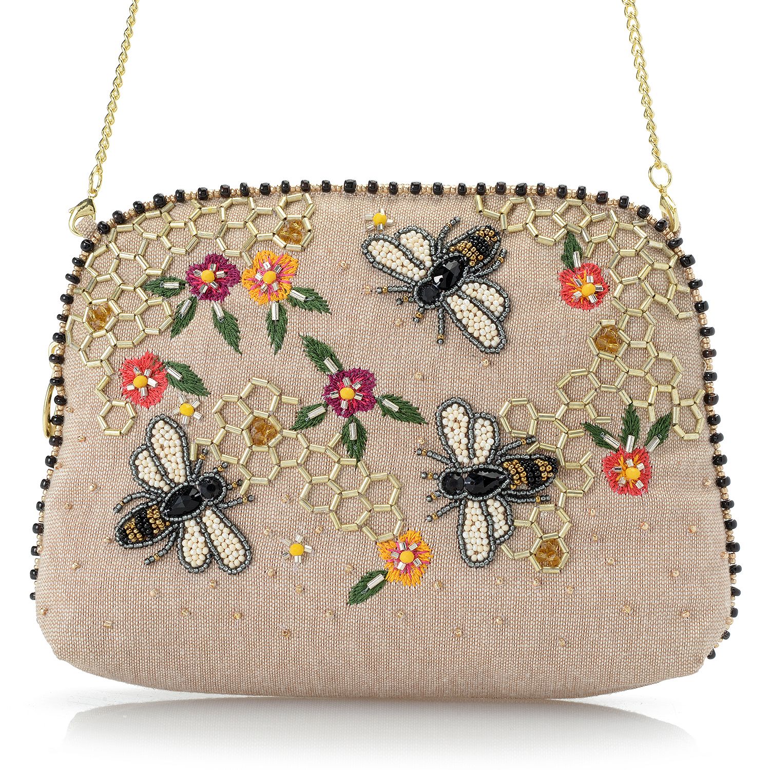 Mary Frances Beaded Makeup Bag w/ Removable Chain