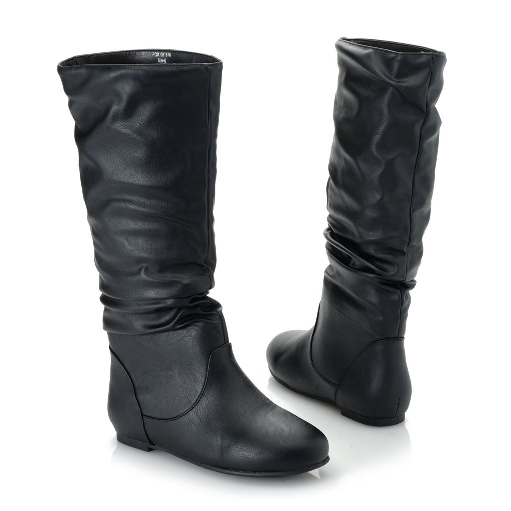 Journee Jayne Faux Leather Slouchy Mid Calf Boots ShopHQ