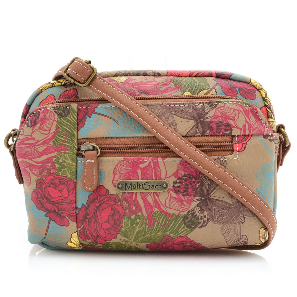 MultiSac Crossbody Purse And Wallet Shoulder Bag Floral Zipper Pockets