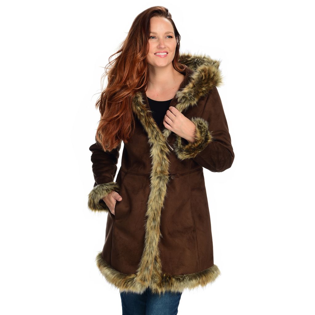 Donna Salyers' Fabulous-Furs Trimmed Alpine Faux Suede Coat - ShopHQ.com