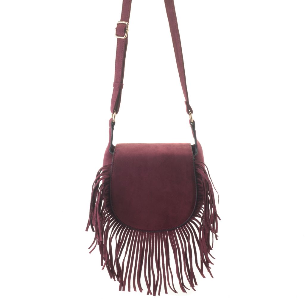 Made In Italy Suede Fringed Bucket Bag, Handbags