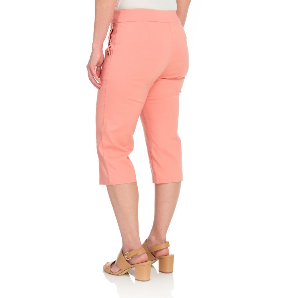 Cropped Pull On Stretch Trousers in Orange