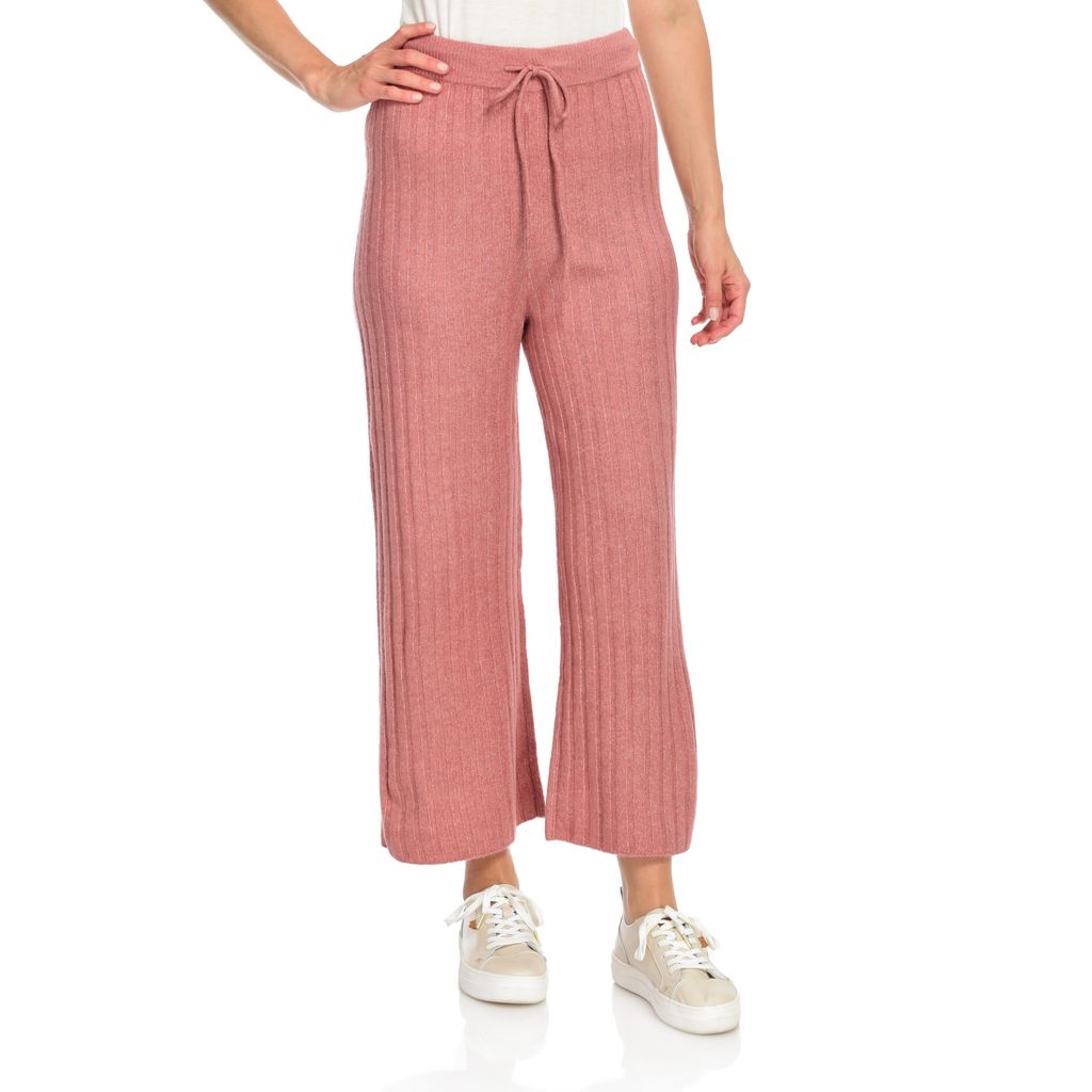 Rib-knit Wide Leg Lounge Pants