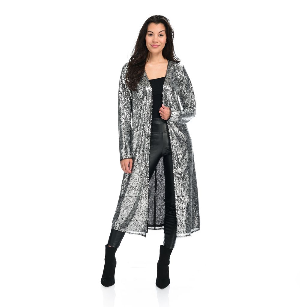 Gallery Longline Sequin Duster Coat