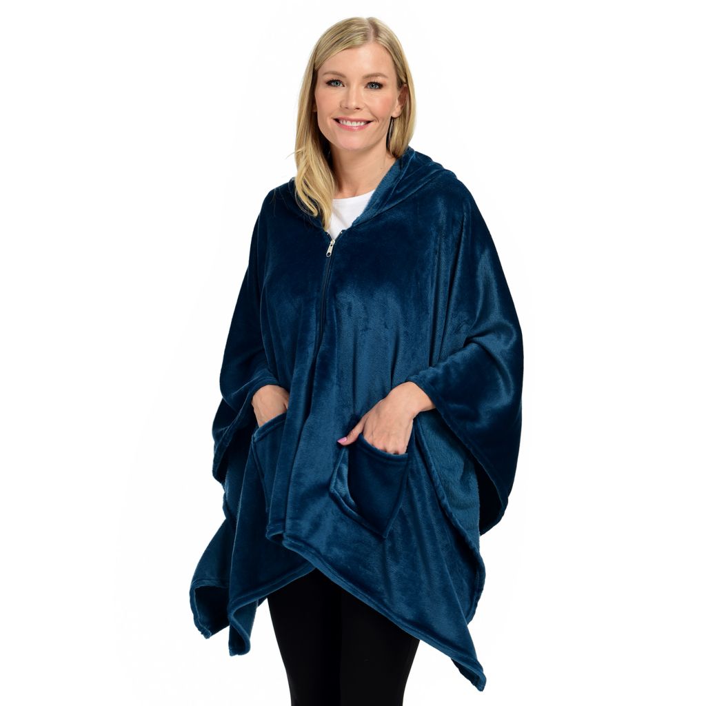 Tahari Plush Zip Front Hooded Lounger 