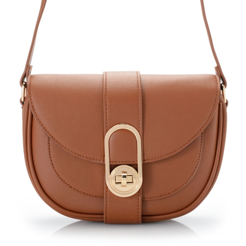 Madi Claire Faux Leather Flap Over Saddle Crossbody Bag