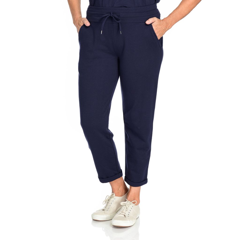 Denim & Co. Petite Smooth Waist Knit Cord Leggings with Pockets 