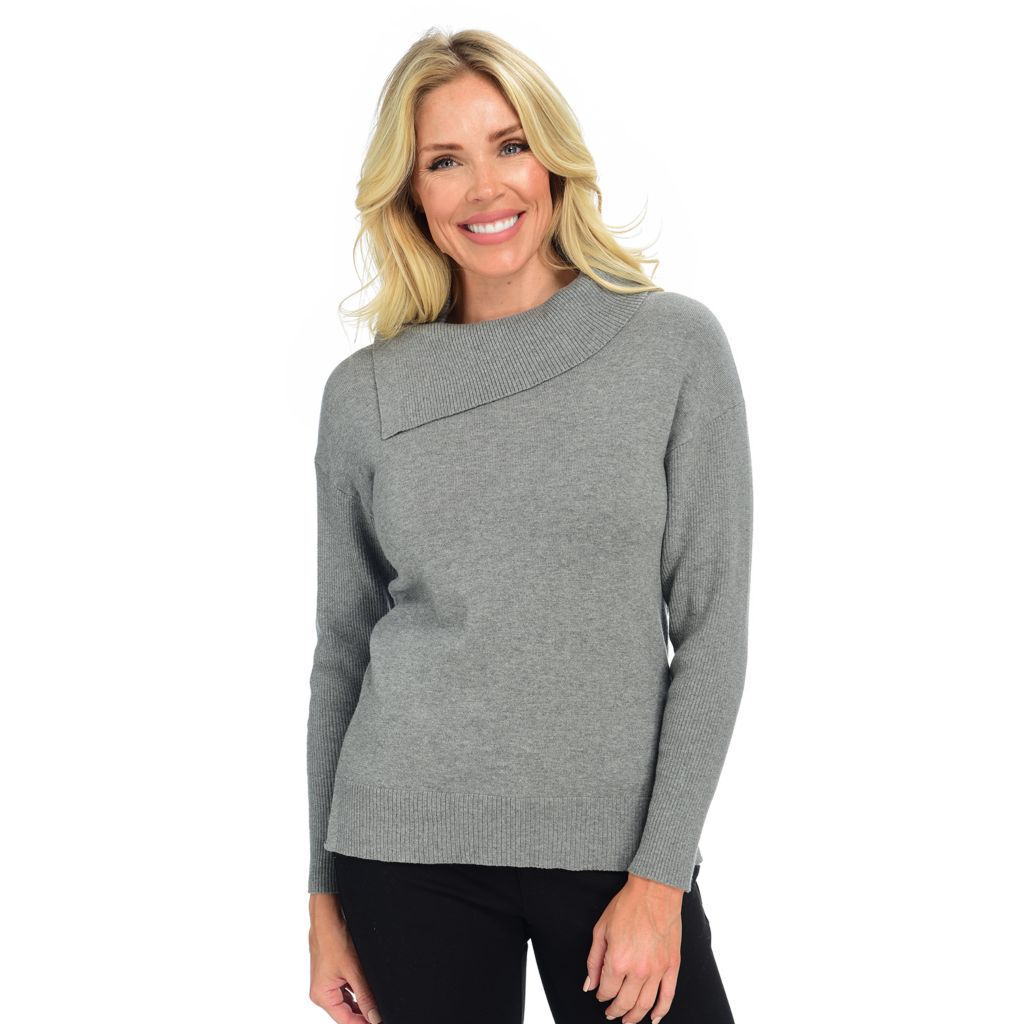 Christopher & Banks Rib Split Cowl Pullover Sweater 