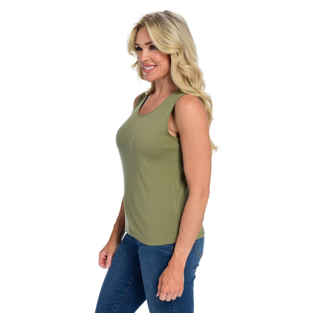Womens Organic Cotton Tank Top Ladies Deep Scoop Vest Sleeveless T-Shirt  Top Tee