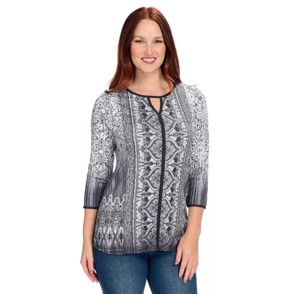 Lucky Brand Women's Plus-Size Border-Print Top