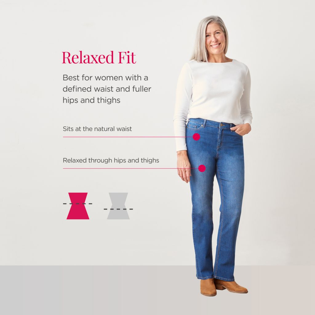 women's jeans relaxed through hip and thigh