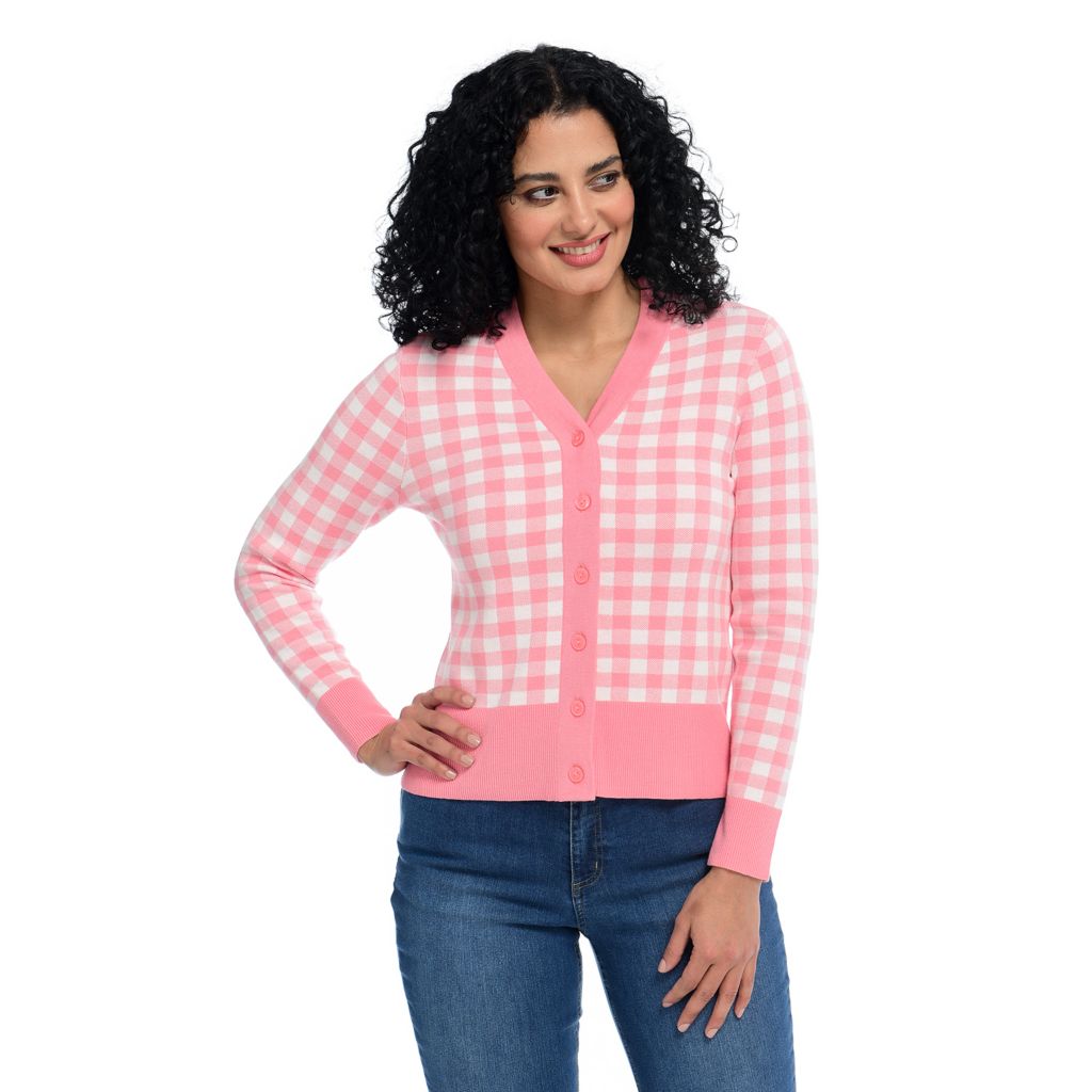 Gingham cardigan outlet