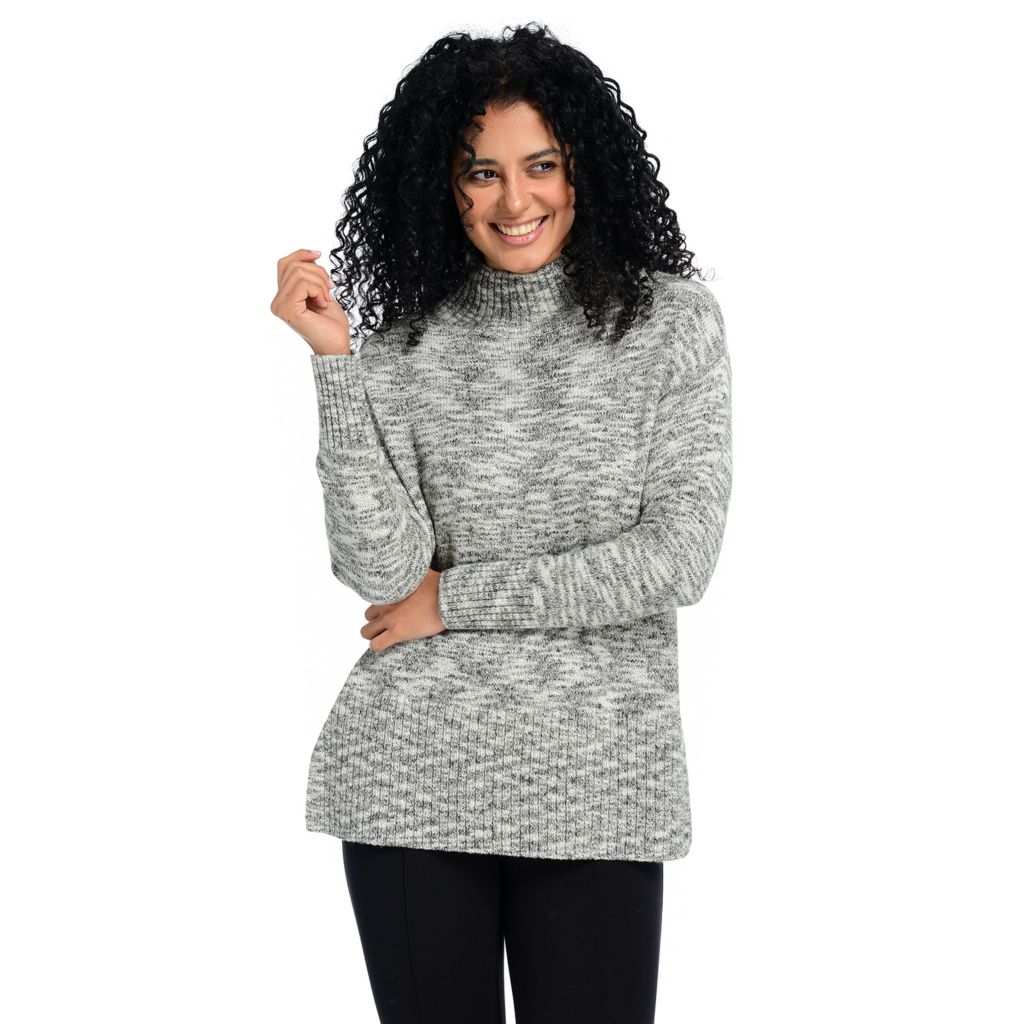 Mock neck outlet tunic sweater